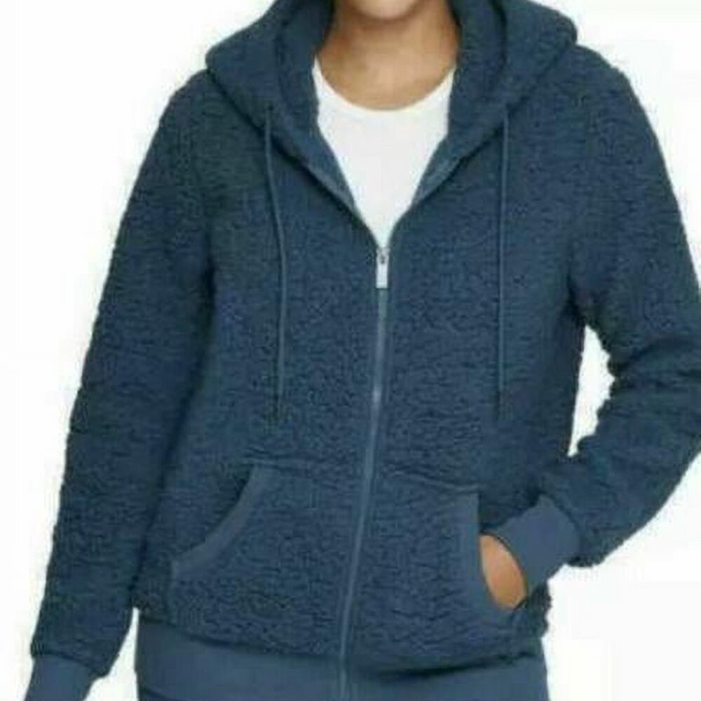 Marc New York Women's Cozy Fleece Full Zip Hooded Jacket (Blue, Small) - Picture 5 of 5